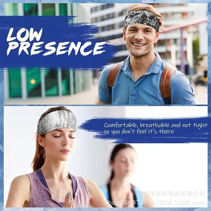Sports Headband Men Women Printed Wide Sports Sweatband Stretch Elastic Fitness Gym Running Tennis Headwrap Yoga Hair Bands 1pc