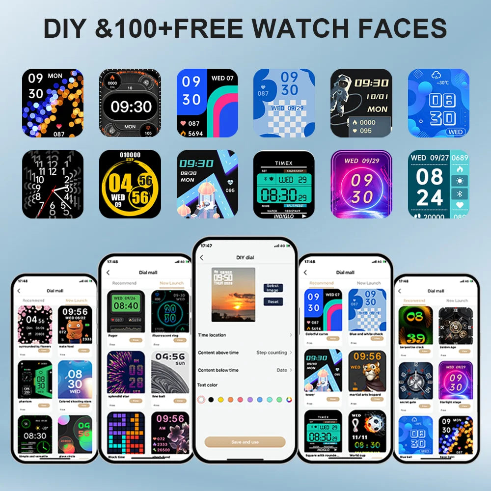 LAXASFIT New H9 Men's and Women's Smartwatch 2025 Sports Smartwatch DIY Surface Bluetooth Talking Smartwatch for Android IOS