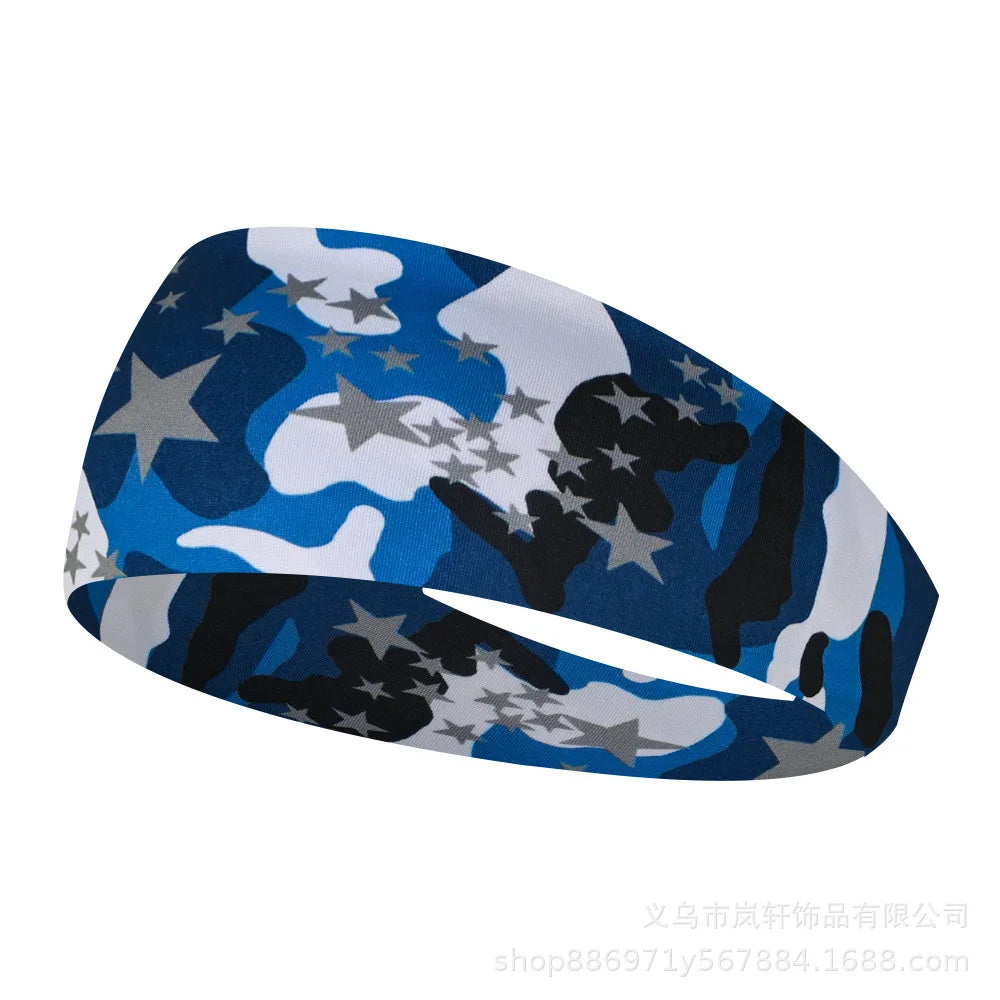 Sports Headband Men Women Printed Wide Sports Sweatband Stretch Elastic Fitness Gym Running Tennis Headwrap Yoga Hair Bands 1pc
