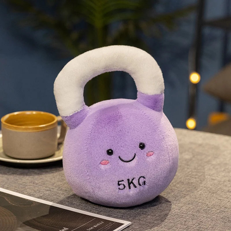 New Funny Kettlebell Barbell Plush Pendant Pillow Soft Fitness Plush Toy