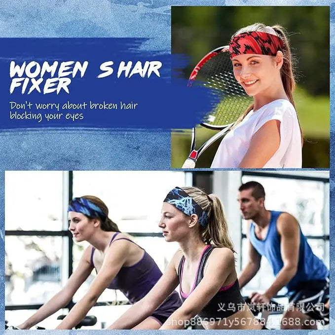 Sports Headband Men Women Printed Wide Sports Sweatband Stretch Elastic Fitness Gym Running Tennis Headwrap Yoga Hair Bands 1pc