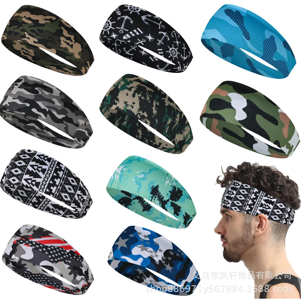 Sports Headband Men Women Printed Wide Sports Sweatband Stretch Elastic Fitness Gym Running Tennis Headwrap Yoga Hair Bands 1pc