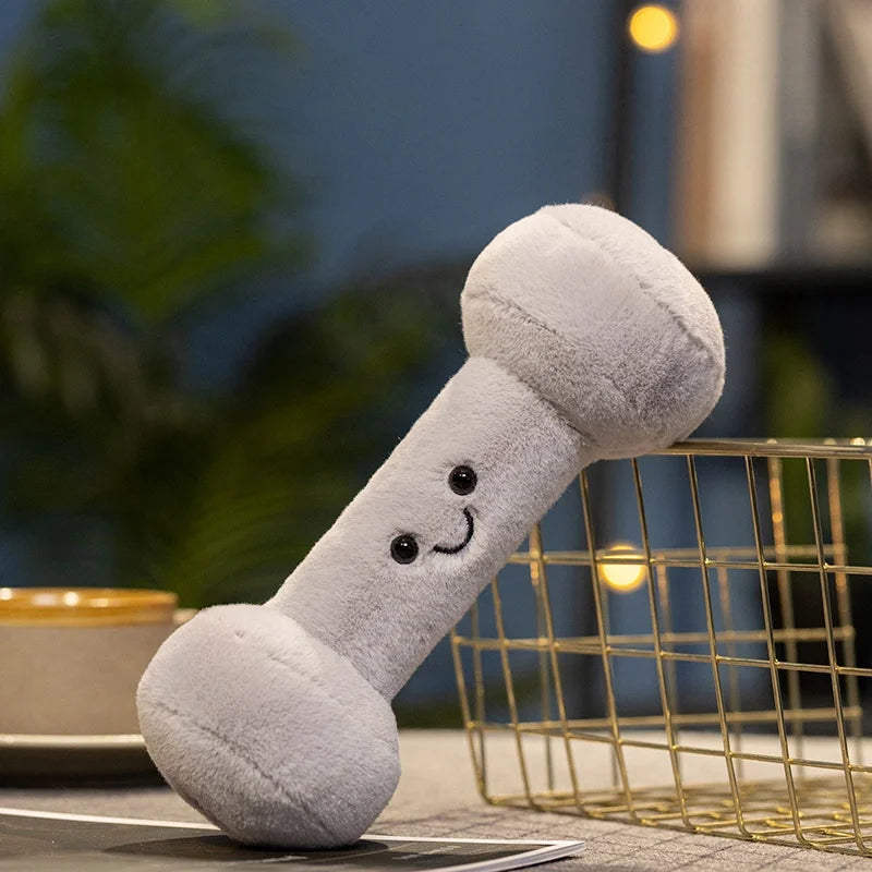 New Funny Kettlebell Barbell Plush Pendant Pillow Soft Fitness Plush Toy
