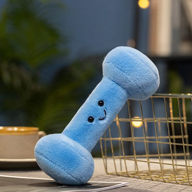 New Funny Kettlebell Barbell Plush Pendant Pillow Soft Fitness Plush Toy