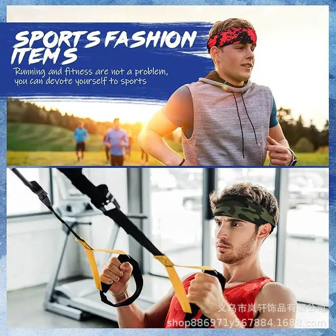 Sports Headband Men Women Printed Wide Sports Sweatband Stretch Elastic Fitness Gym Running Tennis Headwrap Yoga Hair Bands 1pc